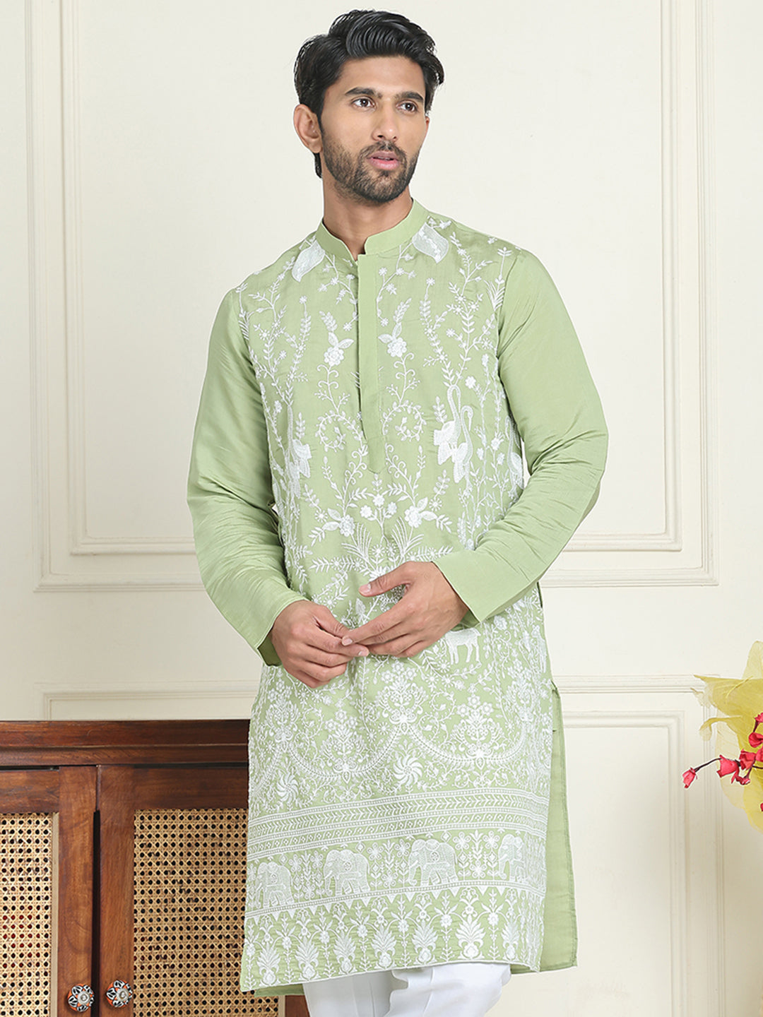 Embroidered Straight Kurtas. ( KO 5179 Pista )