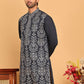 Embroidered Straight Kurtas For Men ( KO 5180 Navy )