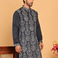 Embroidered Straight Kurtas For Men ( KO 5180 Navy )