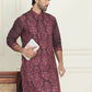 Embroidered Straight Kurtas For Men ( KO 5180 Purple )