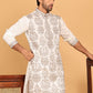 Embroidered Straight Kurtas For Men ( KO 5180 White )