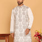 Embroidered Straight Kurtas For Men ( KO 5180 White )