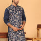 Embroidered Straight Kurtas  For Men ( KO 5181 Navy )