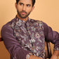 Embroidered Straight Kurtas  For Men ( KO 5181 Purple )
