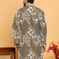 Floral Embroidery Silk Blend Kurtas for Men ( KO 5182 Mehndi )