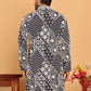 Floral Embroidery Silk Blend Kurtas for Men ( KO 5182 Navy )