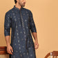 Men's Sequins Embroidered Kurtas. ( KO 5183 Navy )