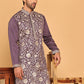 Embroidered Straight Kurtas For Men ( KO 5184 Purple )