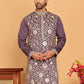 Embroidered Straight Kurtas For Men ( KO 5184 Purple )