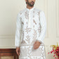 Embroidered Straight Kurtas For Men ( KO 5185 White )