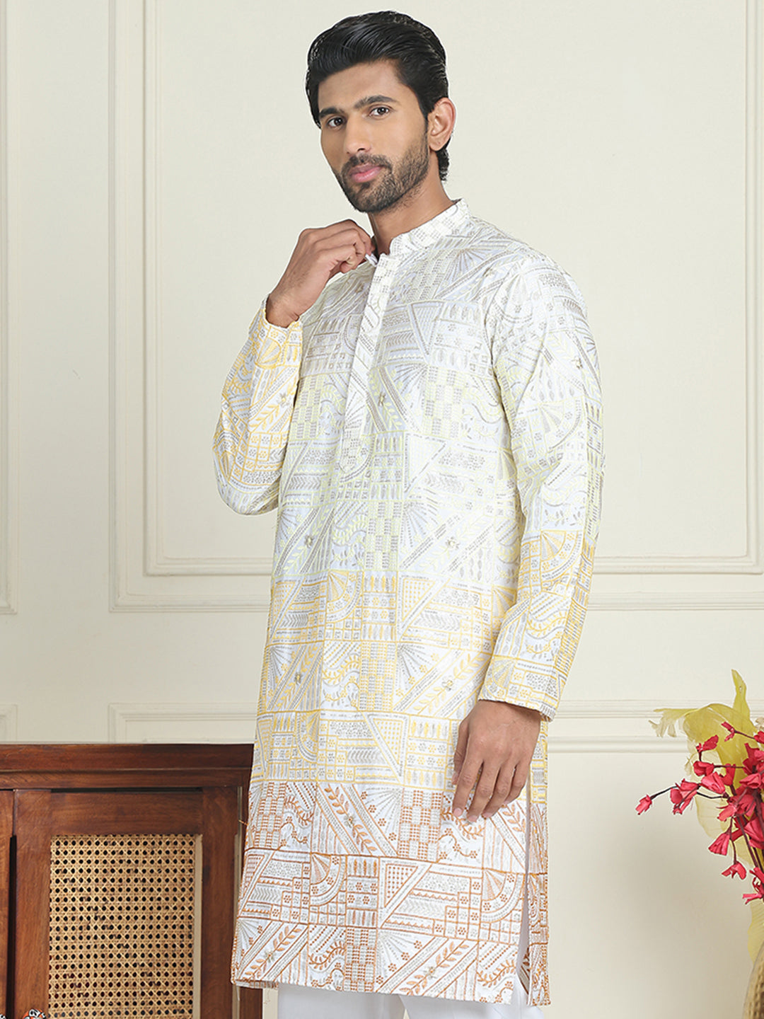 Embroidered, Ombre Design Kurtas ( KO 5186 Yellow )