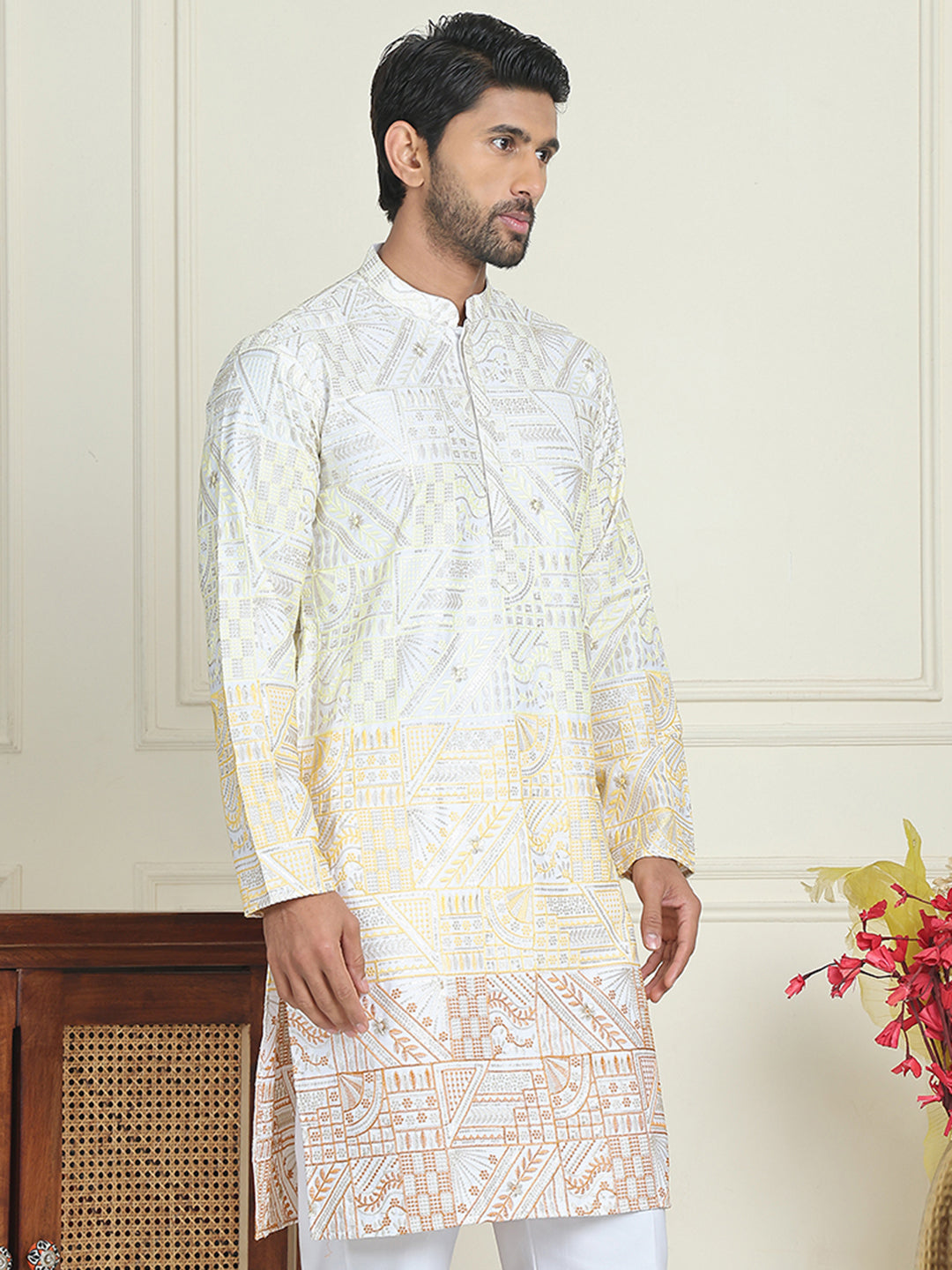 Embroidered, Ombre Design Kurtas ( KO 5186 Yellow )