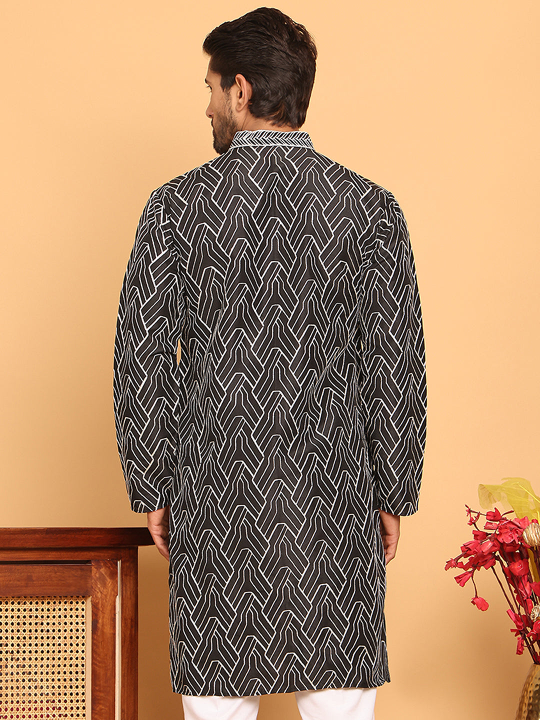 Embroidered straight Kurtas ( KO 5187 Black )