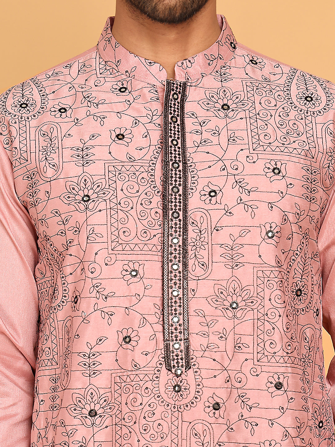 Embroidered & Sequins straight Kurtas ( KO 5189 Magenta )