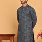 Blue Embroidered Straight Kurtas For Men ( KO 5192 Teal )