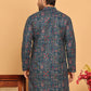 Blue Embroidered Straight Kurtas For Men ( KO 5192 Teal )