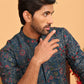 Blue Embroidered Straight Kurtas For Men ( KO 5192 Teal )