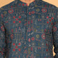 Blue Embroidered Straight Kurtas For Men ( KO 5192 Teal )