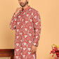 Floral Embroidered Straight Kurtas For Men ( KO 5193 Rust ) [FF] [I-1-4]