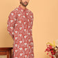 Floral Embroidered Straight Kurtas For Men ( KO 5193 Rust ) [FF] [I-1-4]
