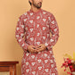 Floral Embroidered Straight Kurtas For Men ( KO 5193 Rust ) [FF] [I-1-4]