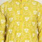Floral Embroidered Straight Kurtas For Men ( KO 5193 Yellow ) [FF] [I-1-4]