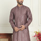 Embroidered and mirror work straight Kurtas For Men ( KO 5194 Coffee )