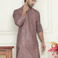 Embroidered and mirror work straight Kurtas For Men ( KO 5194 Coffee )