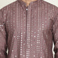 Embroidered and mirror work straight Kurtas For Men ( KO 5194 Coffee )
