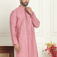 Embroidered and mirror work straight Kurtas For Men ( KO 5194 Coral )