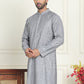 Embroidered and mirror work straight Kurtas For Men ( KO 5194 Grey )