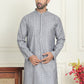 Embroidered and mirror work straight Kurtas For Men ( KO 5194 Grey )