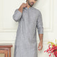 Embroidered and mirror work straight Kurtas For Men ( KO 5194 Grey )