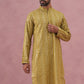 Embroidered and mirror work straight Kurta For Men ( KO 5194 Mehndi ) [FF] [N-9]