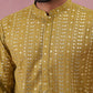 Embroidered and mirror work straight Kurta For Men ( KO 5194 Mehndi ) [FF] [N-9]