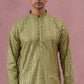 Embroidered and mirror work straight Kurta For Men ( KO 5194 Olive ) [FF] [N-9]