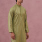 Embroidered and mirror work straight Kurta For Men ( KO 5194 Olive ) [FF] [N-9]