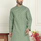 Men's Geometric Printed Kurtas. ( KO 5198 Olive )