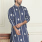 Embroidery and mirror work straight Kurtas. ( KO 5199 Navy )