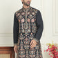 Floral Embroidered Straight Kurtas For Men ( KO 5200 Black )