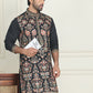 Floral Embroidered Straight Kurtas For Men ( KO 5200 Black )