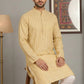 Men's Cotton Blend Striped Kurta ( ANMKO 5207Beige )