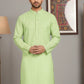 Men's Cotton Blend Striped Kurta ( ANMKO 5207Green )