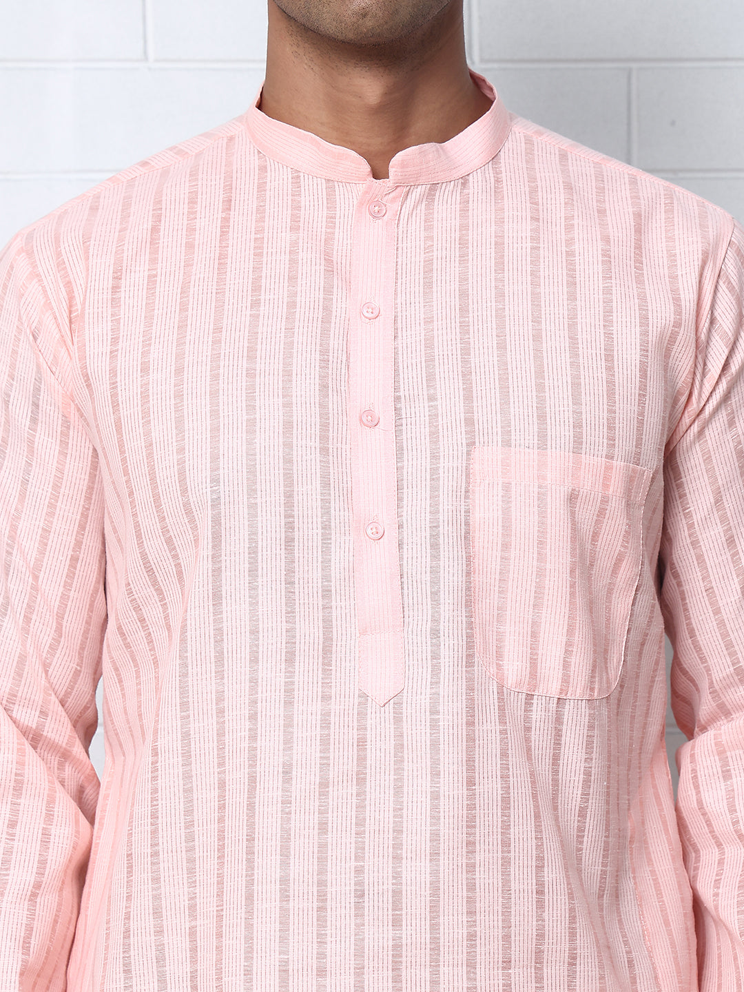 Men's Cotton Striped Kurta ( KO 5207 Peach ) [FF] [R-2-3]