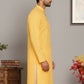 Men's Cotton Blend Striped Kurta ( ANMKO 5207Yellow )