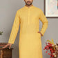 Men's Cotton Blend Striped Kurta ( ANMKO 5207Yellow )