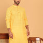 Men's Cotton Striped Kurtas ( KO 5207 Yellow )