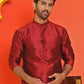 Solid Dupion Silk Kurtas for Men ( KO 5209 Maroon )