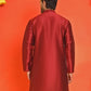 Solid Dupion Silk Kurtas for Men ( KO 5209 Maroon )