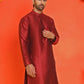 Solid Dupion Silk Kurtas for Men ( KO 5209 Maroon )